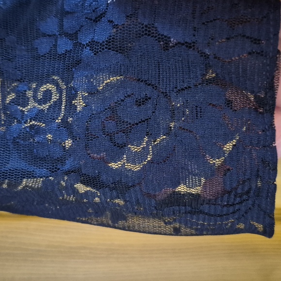 Jessica Howard Navy Long Sleeve Lace Dress Size 16 Tea Length Formal Taffeta - Picture 4 of 8